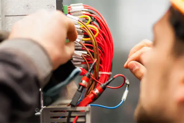 Electrician working with wires